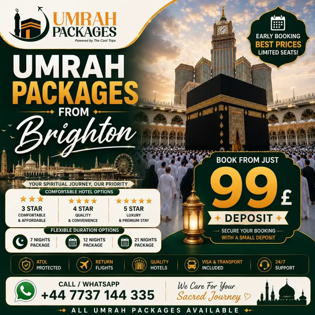 Umrah packages from Brighton 2027, cheap Umrah Brighton, Brighton Umrah deals 2027, Umrah Gatwick Brighton, Umrah packages East Sussex 2027, Moulsecoomb Brighton Umrah, Hollingdean Umrah Brighton, South Coast Umrah packages, Worthing Umrah packages, Eastbourne Umrah packages, Crawley Umrah packages, Horsham Umrah packages, cheap Umrah South East 2027, all inclusive Umrah Brighton, 7 nights Umrah Brighton, 10 nights Umrah Brighton, 14 nights Umrah Brighton, family Umrah Brighton, Brighton Muslim Umrah 2027, Sussex Umrah packages