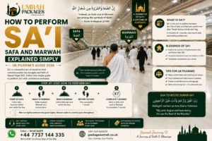Safa and Marwah, Sa'i steps, how many laps Sa'i, what to recite during Sa'i, Sa'i rules, 3 star Umrah package, 7 nights Umrah package, 10 nights Umrah package, 12 nights Umrah package, 14 nights Umrah package, Sa'i mistakes, Sa'i Umrah guide UK, Safa Marwah distance, running between green lights, Sa'i wheelchair, Umrah packages UK 2026, cheap Umrah packages UK, Sa'i upper floor, Sa'i without Wudu