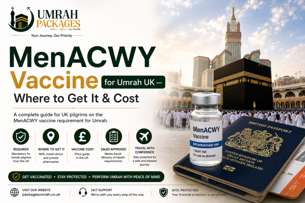 meningitis vaccine Umrah UK, MenACWY cost UK, Umrah vaccination requirements, meningitis certificate Umrah, Hajj Umrah vaccine